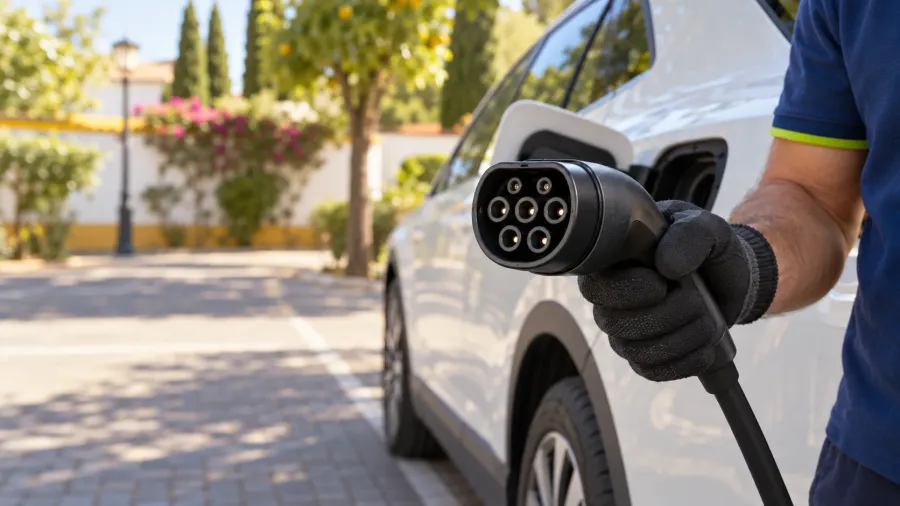 Coche eléctrico sin garaje en Sevilla: recarga pública, coste cada 100 km y alternativas