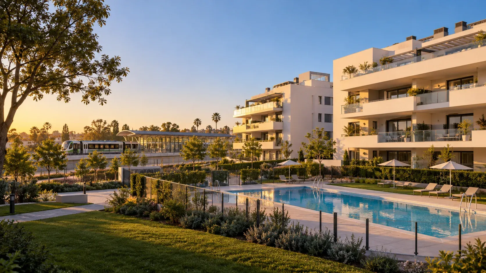 Urbanización cerrada de obra nueva en el Bulevar de Mairena del Aljarafe con piscina y zonas verdes