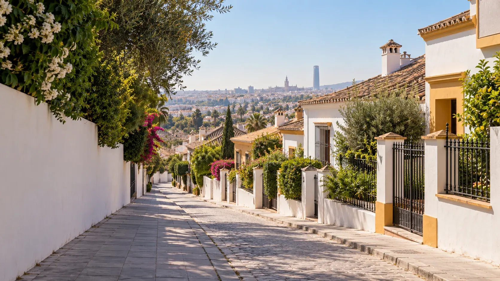 Chalet con piscina y placas solares en una urbanización de Tomares